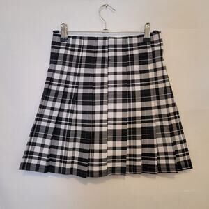 No Boundaries Black & White Plaid Pleated Mini Skirt Juniors XS Preppy School